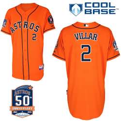 #2 Jonathan Villar Orange MLB Jersey-Houston Astros Stitched Cool Base Baseball Jersey