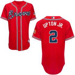 #2 Melvin Upton JR. Red MLB Jersey-Atlanta Braves Stitched Cool Base Baseball Jersey