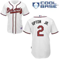 #2 Melvin Upton JR. White MLB Jersey-Atlanta Braves Stitched Cool Base Baseball Jersey