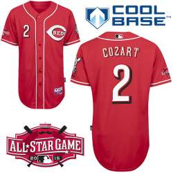#2 Zack Cozart Red MLB Jersey-Cincinnati Reds Stitched Cool Base Baseball Jersey