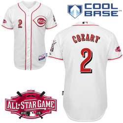 #2 Zack Cozart White MLB Jersey-Cincinnati Reds Stitched Cool Base Baseball Jersey