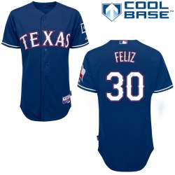 #30 Neftali Feliz Blue MLB Jersey-Texas Rangers Stitched Cool Base Baseball Jersey