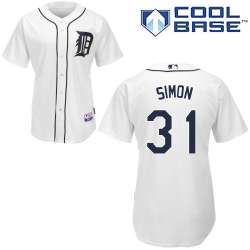 #31 Alfredo Simon White MLB Jersey-Detroit Tigers Stitched Cool Base Baseball Jersey