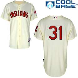 #31 Danny Saoazar Cream MLB Jersey-Cleveland Indians Stitched Cool Base Baseball Jersey
