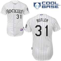 #31 Eddie Butler White Pinstripe MLB Jersey-Colorado Rockies Stitched Cool Base Baseball Jersey