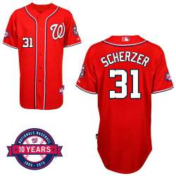 #31 Max Scherzer Red MLB Jersey-Washington Nationals Stitched Cool Base Baseball Jersey