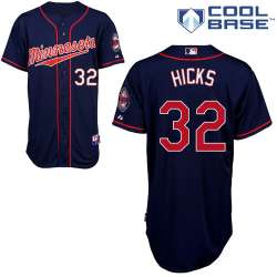 #32 Aaron Hicks Dark Blue MLB Jersey-Minnesota Twins Stitched Cool Base Baseball Jersey