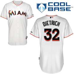 #32 Derek Dietrich White MLB Jersey-Miami Marlins Stitched Cool Base Baseball Jersey
