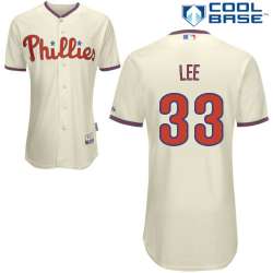 #33 Cliff Lee Cream MLB Jersey-Philadelphia Phillies Stitched Cool Base Baseball Jersey