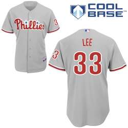 #33 Cliff Lee Gray MLB Jersey-Philadelphia Phillies Stitched Cool Base Baseball Jersey