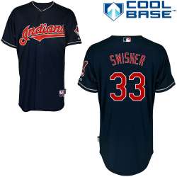 #33 Nick Swisher Dark Blue MLB Jersey-Cleveland Indians Stitched Cool Base Baseball Jersey