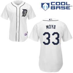 #33 Steven Moya White MLB Jersey-Detroit Tigers Stitched Cool Base Baseball Jersey
