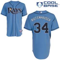 #34 Cj Riefenhauser Light Blue MLB Jersey-Tampa Bay Rays Stitched Cool Base Baseball Jersey
