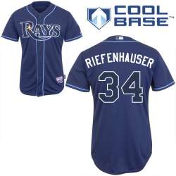 #34 Cj Riefenhauser Purple MLB Jersey-Tampa Bay Rays Stitched Cool Base Baseball Jersey