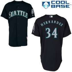 #34 Felix Hernandez Dark Blue MLB Jersey-Seattle Mariners Stitched Cool Base Baseball Jersey