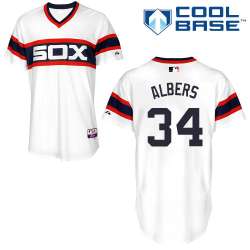 #34 Matt Albers White MLB Jersey-Chicago White Sox Stitched Cool Base Baseball Jersey