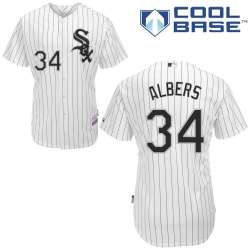 #34 Matt Albers White Pinstripe MLB Jersey-Chicago White Sox Stitched Cool Base Baseball Jersey