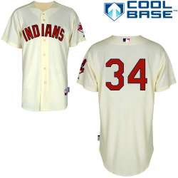 #34 Zach Mcallister Cream MLB Jersey-Cleveland Indians Stitched Cool Base Baseball Jersey