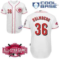 #36 David Holmberg White MLB Jersey-Cincinnati Reds Stitched Cool Base Baseball Jersey