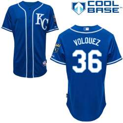 #36 Edinson Volquez Blue MLB Jersey-Kansas City Royals Stitched Cool Base Baseball Jersey