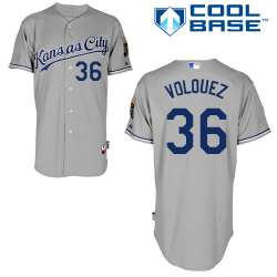 #36 Edinson Volquez Gray MLB Jersey-Kansas City Royals Stitched Cool Base Baseball Jersey