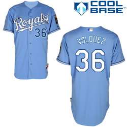 #36 Edinson Volquez Light Blue MLB Jersey-Kansas City Royals Stitched Cool Base Baseball Jersey