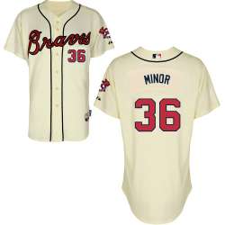 #36 Mike Minor Cream MLB Jersey-Atlanta Braves Stitched Cool Base Baseball Jersey