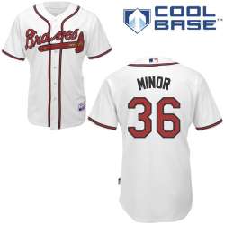 #36 Mike Minor White MLB Jersey-Atlanta Braves Stitched Cool Base Baseball Jersey