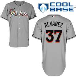 #37 Henderson Alvarez Gray MLB Jersey-Miami Marlins Stitched Cool Base Baseball Jersey