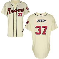 #37 Pedro Ciriaco Cream MLB Jersey-Atlanta Braves Stitched Cool Base Baseball Jersey