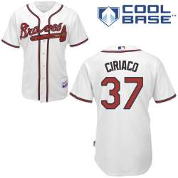 #37 Pedro Ciriaco White MLB Jersey-Atlanta Braves Stitched Cool Base Baseball Jersey