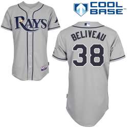 #38 Jeff Beliveau Gray MLB Jersey-Tampa Bay Rays Stitched Cool Base Baseball Jersey