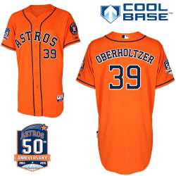 #39 Brett Oberholtzer Orange MLB Jersey-Houston Astros Stitched Cool Base Baseball Jersey