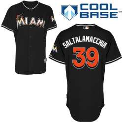 #39 Jarrod Saltalamacchia Black MLB Jersey-Miami Marlins Stitched Cool Base Baseball Jersey