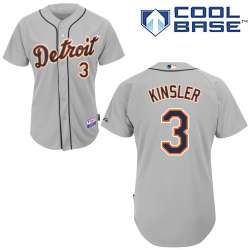 #3 Lan Kinsler Gray MLB Jersey-Detroit Tigers Stitched Cool Base Baseball Jersey