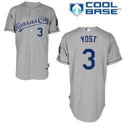 #3 Ned Yost Gray MLB Jersey-Kansas City Royals Stitched Cool Base Baseball Jersey