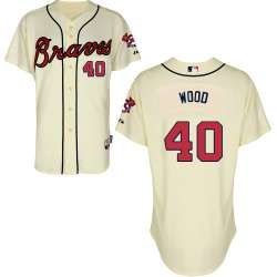 #40 Alex Wood Cream MLB Jersey-Atlanta Braves Stitched Cool Base Baseball Jersey