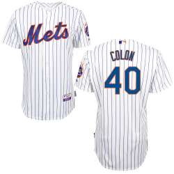 #40 Bartolo Colon White Pinstripe MLB Jersey-New York Mets Stitched Player Baseball Jersey