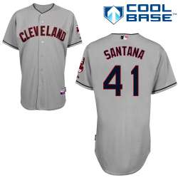 #41 Carlos Santana Gray MLB Jersey-Cleveland Indians Stitched Cool Base Baseball Jersey