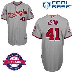 #41 Sandy Leon Gray MLB Jersey-Washington Nationals Stitched Cool Base Baseball Jersey