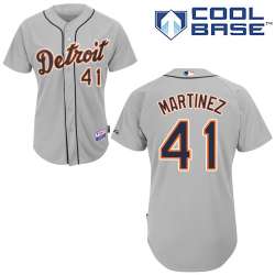 #41 Victor Martinez Gray MLB Jersey-Detroit Tigers Stitched Cool Base Baseball Jersey
