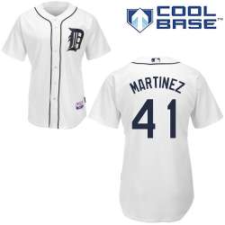 #41 Victor Martinez White MLB Jersey-Detroit Tigers Stitched Cool Base Baseball Jersey