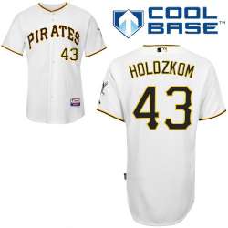 #43 John Holdzkom White MLB Jersey-Pittsburgh Pirates Stitched Cool Base Baseball Jersey
