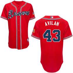 #43 Luis Avilan Red MLB Jersey-Atlanta Braves Stitched Cool Base Baseball Jersey