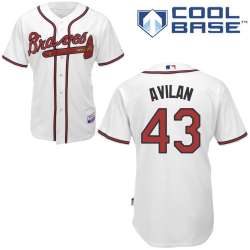 #43 Luis Avilan White MLB Jersey-Atlanta Braves Stitched Cool Base Baseball Jersey