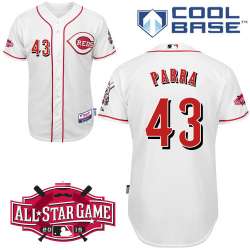 #43 Manny Parra White MLB Jersey-Cincinnati Reds Stitched Cool Base Baseball Jersey
