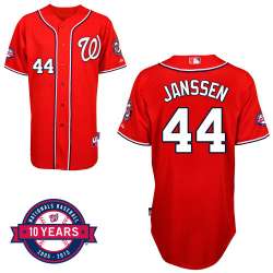 #44 Casey Janssen Red MLB Jersey-Washington Nationals Stitched Cool Base Baseball Jersey