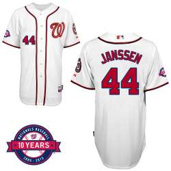 #44 Casey Janssen White MLB Jersey-Washington Nationals Stitched Cool Base Baseball Jersey