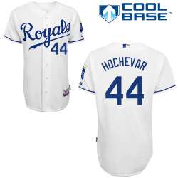 #44 Luke Hochevar White MLB Jersey-Kansas City Royals Stitched Cool Base Baseball Jersey