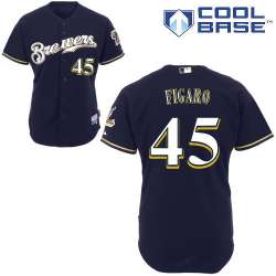 #45 Alfredo Figaro Dark Blue MLB Jersey-Milwaukee Brewers Stitched Cool Base Baseball Jersey